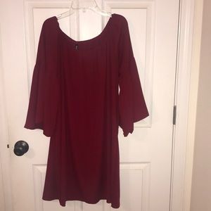 3/4 sleeve red dress
